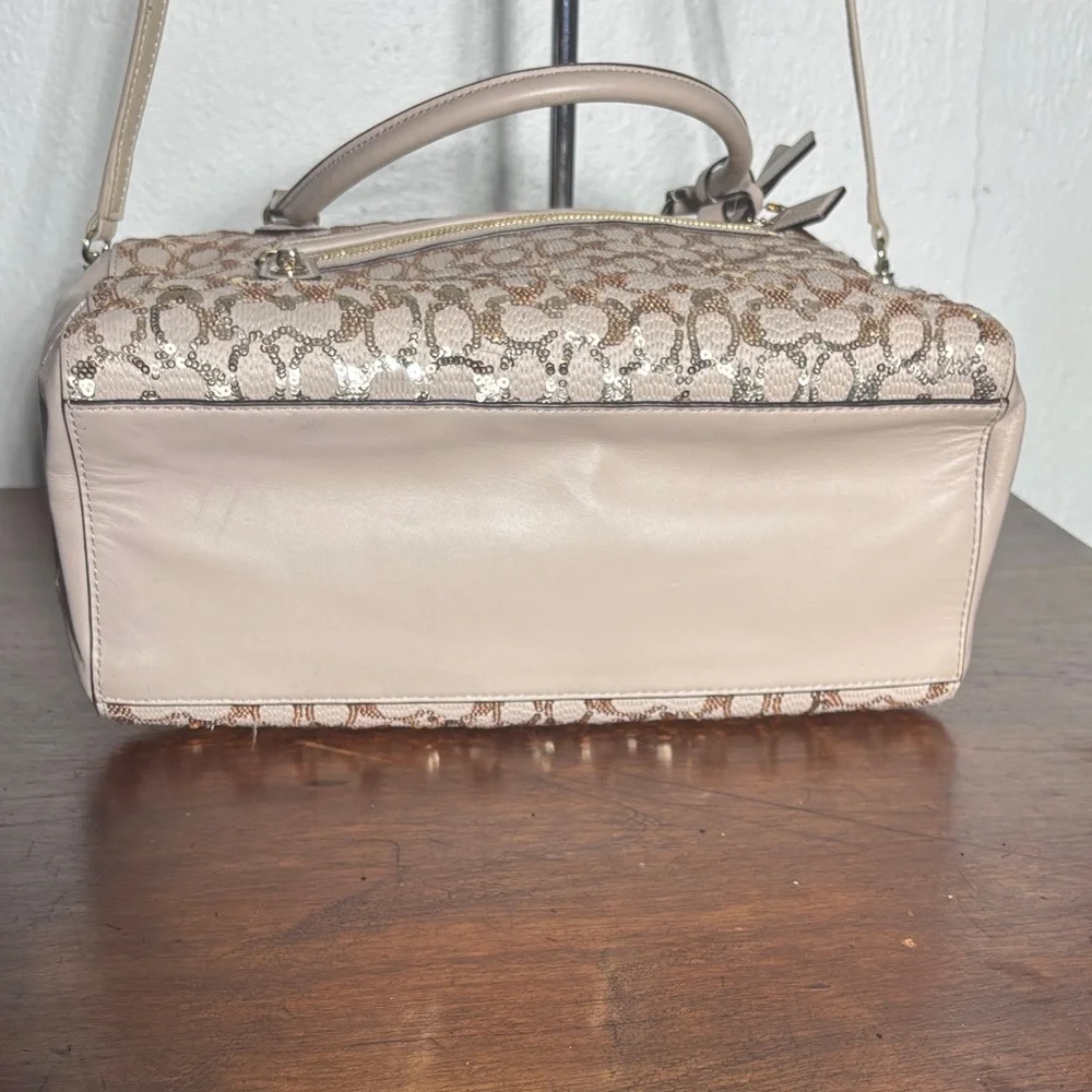Coach Poppy 2013 East/West Satchel/Crossbody in Sequin w Satin Purple Inside - Picture 4 of 16